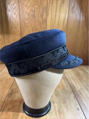 Lack of Color ~ RivieraNavy & Black Brocade Cap Baker Boy Hat XL 61cm Revolve